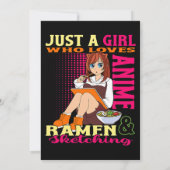 女の子10代のトレンディーかわいいアニメラーメン丼がアニメ大好き 招待状 (裏面)