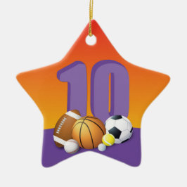 女の子10歳の誕生日 スポーツボール セラミックオーナメント