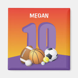 女の子10歳の誕生日 スポーツボール マグネット