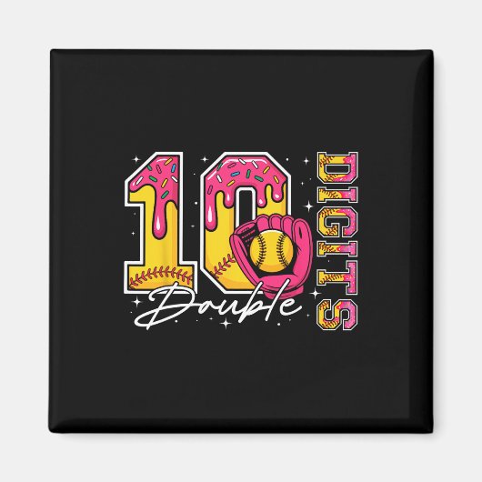 女の子10歳 二桁 10歳の誕生日 アイスクリーム ソフト マグネット (正面)