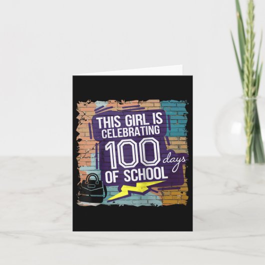 女の子100日おもしろいの服Schoooの100日 カード (正面)
