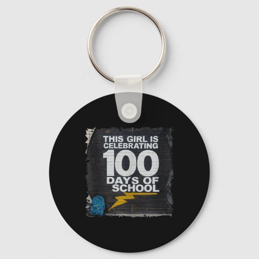 女の子100日おもしろいの服Schoooの100日 キーホルダー (正面)