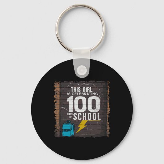 女の子100日おもしろいの服Schoooの100日 キーホルダー (正面)