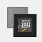 女の子100日おもしろいの服Schoooの100日 マグネット (正面/裏面)