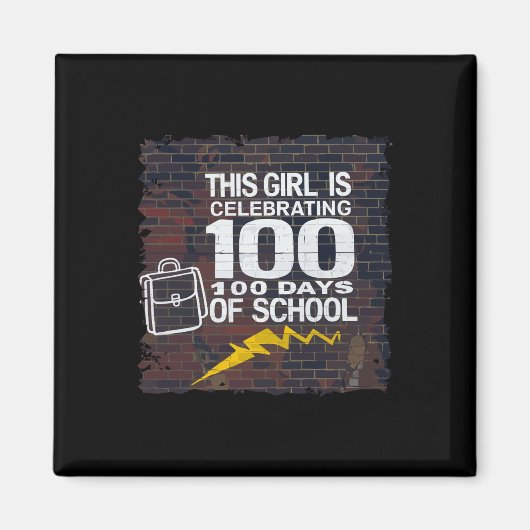 女の子100日おもしろいの服Schoooの100日 マグネット (正面)