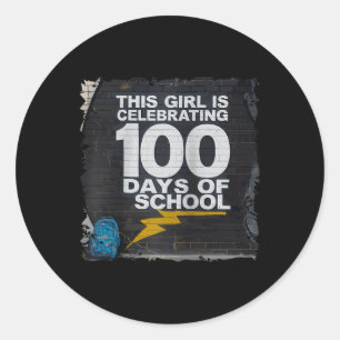 女の子100日おもしろいの服Schoooの100日 ラウンドシール