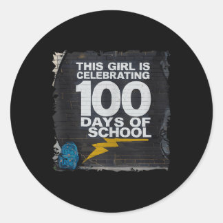 女の子100日おもしろいの服Schoooの100日 ラウンドシール