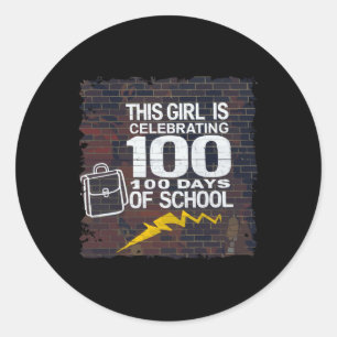 女の子100日おもしろいの服Schoooの100日 ラウンドシール