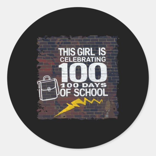 女の子100日おもしろいの服Schoooの100日 ラウンドシール (正面)