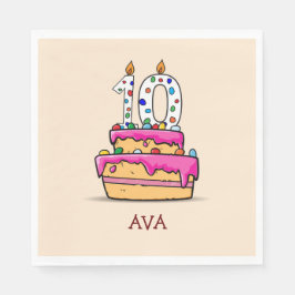 女の子10th誕生日, 10 onスイートピンクケーキ スタンダードランチョンナプキン