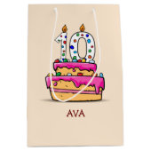 女の子10th誕生日, 10 onスイートピンクケーキ ミディアムペーパーバッグ (正面)