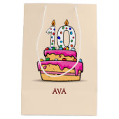 女の子10th誕生日, 10 onスイートピンクケーキ ミディアムペーパーバッグ (裏面)