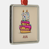 女の子10th誕生日, 10 onスイートピンクケーキ メタルオーナメント (右)