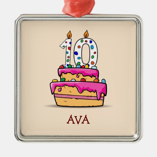 女の子10th誕生日, 10 onスイートピンクケーキ メタルオーナメント (正面)