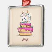 女の子10th誕生日, 10 onスイートピンクケーキ メタルオーナメント (左)