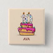 女の子10th誕生日, 10 onスイートピンクケーキ 缶バッジ (正面)