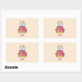 女の子10th誕生日, 10 onスイートピンクケーキ 長方形シール (シート)