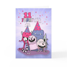 女の子11誕生日ピンクn紫の漫画のモンスター