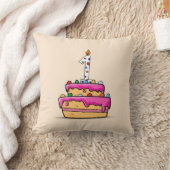 女の子1stの誕生日、1甘いピンクケーキ クッション (ブランケット)
