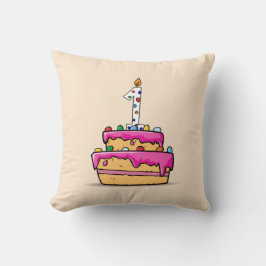 女の子1stの誕生日、1甘いピンクケーキ クッション
