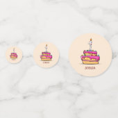 女の子1stの誕生日、1甘いピンクケーキ コンフェッティ (裏面)