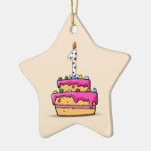 女の子1stの誕生日、1甘いピンクケーキ セラミックオーナメント (左)