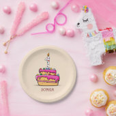 女の子1stの誕生日、1甘いピンクケーキ ペーパープレート (パーティー)