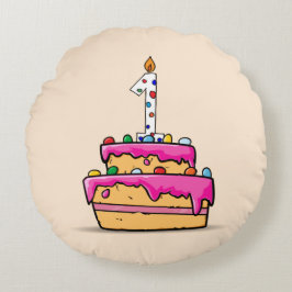 女の子1stの誕生日、1甘いピンクケーキ ラウンドクッション