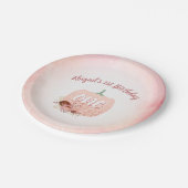 女の子1st誕生日パーティーバラ金ゴールドグリッターパンプキン ペーパープレート (アングル)