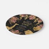 女の子1st誕生日パーティーピンク金ゴールドブラックサファリ ペーパープレート (アングル)