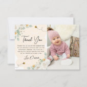 女の子1st誕生日ビー日写真サンキューカード サンキューカード (正面)