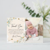 女の子1st誕生日ビー日写真サンキューカード サンキューカード (スタンド正面)