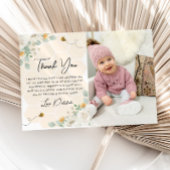 女の子1st誕生日ビー日写真サンキューカード サンキューカード
