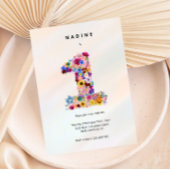 女の子1st誕生日ファースト誕生日フローラパーティー 招待状