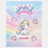 女の子1st誕生日ブランケットUnicornパステルギフト フリースブランケット (正面)