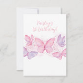 女の子1th誕生日バタフライフォトサンキューカード サンキューカード (裏面)