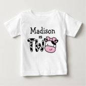 女の子2歳の誕生日カウツパーソナライズされた2枚Tシャツ ベビーTシャツ (正面)
