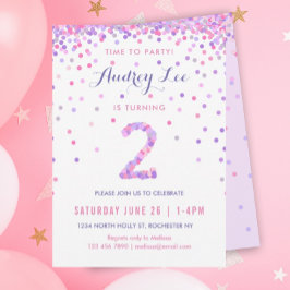 女の子2歳の誕生日パーティー2 招待状