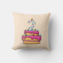 女の子2歳の誕生日、ピンクのケーキに2