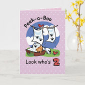 女の子2歳の誕生日PEEK-a-Boo Kitten カード (黄色い花)