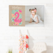 女の子2番目の誕生日パーティー番号写真パーティー 横断幕 (インサイチュ)