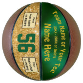 女の子2：ロゴまたはフォトバスケットボール、緑と金ゴールド バスケットボール (縦)