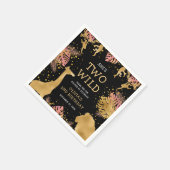 女の子2nd誕生日パーティーピンク金ゴールドブラックサファリ スタンダードカクテルナプキン (角)