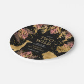 女の子2nd誕生日パーティーピンク金ゴールドブラックサファリ ペーパープレート (アングル)