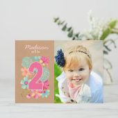 女の子2nd誕生日パーティー番号写真招待状 招待状 (スタンド正面)