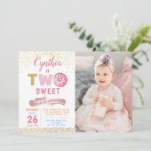 女の子2nd誕生日招待状2スイートドーナツ写真 招待状 (スタンド正面)