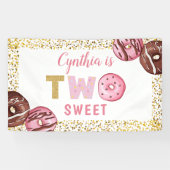 女の子2nd誕生日2つのスイートドーナツパーティーバナー 横断幕 (横)