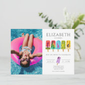 女の子3歳の誕生日サマーポップシクルアイスクリーム 招待状 (スタンド正面)