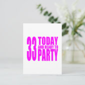 女の子33rd誕生日: 33今日とパーティー準備 インビテーションポストカード (スタンド正面)