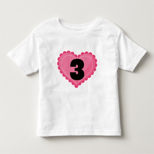 女の子3rd誕生日ハート トドラーTシャツ (正面)